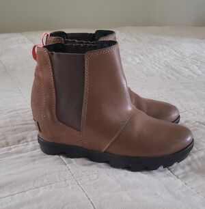 Sorel Girls Size 1 Wedge Tan Brown Leather Joan Of Arctic